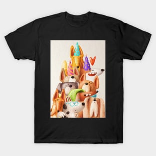 Cute dogs on dog birthday. T-Shirt